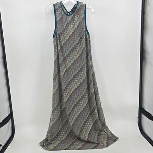 Donna Morgan Womens Size 16 Multi Color Chevron Crochet Knit Sheer Maxi Dress